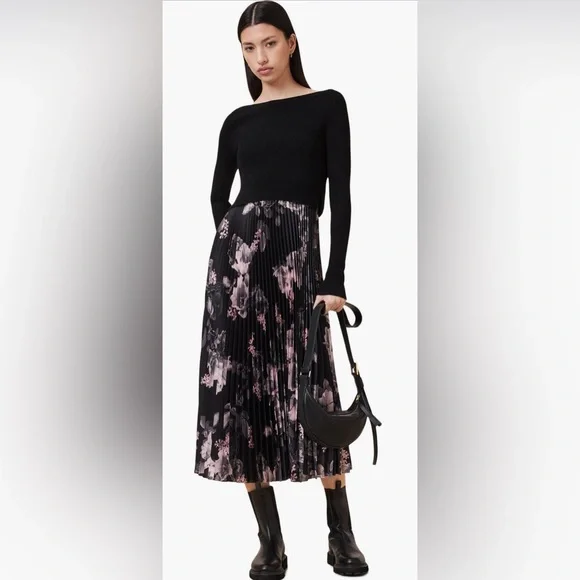 AllSaints 2-In-1 Midi hera crop sweater and midi slipdress set